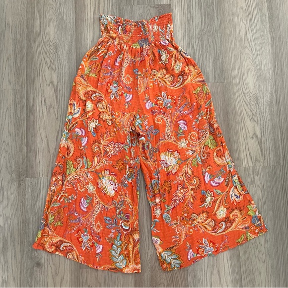 Nicole Miller Orange Paisley Smocked Wide Leg Pants Girls XL - Picture 8 of 8